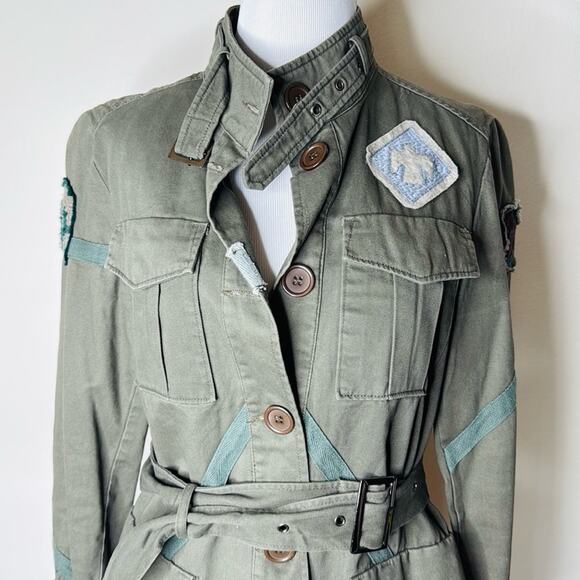 Love Stitch Green Belted Embroidered Utility Jacket - Picture 2 of 7